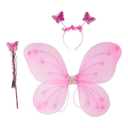 3293 Baby Girl's Fairy Nylon Butterfly Wings Costume Butterfly Fairy Angel Wing| Wand And Hairband Multi- Color For Party (1pc) - Image 5