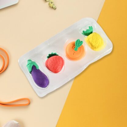 8760 Mini Cute Vegetables and Fruits Erasers or Pencil Rubbers for Kids, 1 Set Fancy & Stylish Colorful Erasers for Children, Eraser Set for Return Gift, Birthday Party, School Prize, 3D Erasers  (4 pc Set) - Image 5