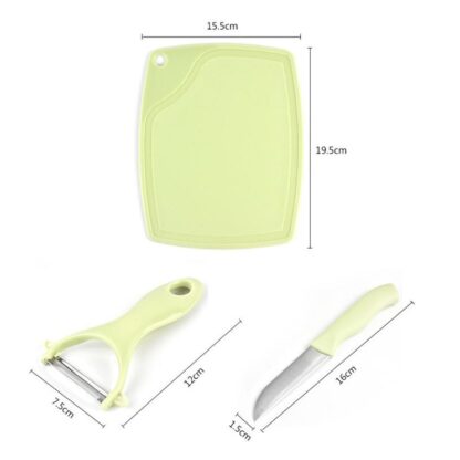 5207 Plastic Kitchen Peeler - Green & Classic Stainless Steel 3-Piece Knife Set Combo - Image 6