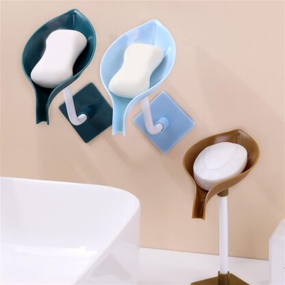 4084 Soap Holder Leaf-Shape Self Draining Soap Dish Holder, With Suction Cup Soap Dish Suitable for Shower, Bathroom, Kitchen Sink - Image 5