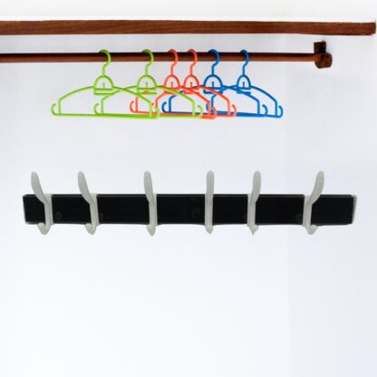 7572 Cloth hanger, Wall Door Hooks Rail for Hanging Clothes for Hanging Hook Rack Rail, Extra Long Coat Hanger Wall Mount for Clothes, Jacket, Hats, 6 Hook With Eco-friendly Liquid Adhesive Glue - Image 3