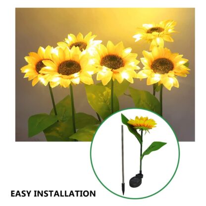 2 Pc Outdoor Solar Sunflower Lights Intelligent Light Control Waterproof Garden Landscape Stake Light - Image 4