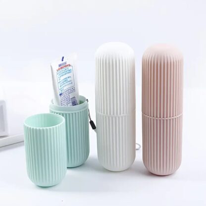 Travel Toothbrush Case & Holder w/ Rope & Brush (Portable, Capsule Shape) - Image 6