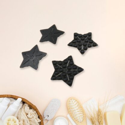 Mini  Pvc Anti-Slip Bat Mat Non Slip Baby Bath Mats, Mini Child Safety Anti Slip Shower Mats Star,& Leaf Shaped for Kids (4 pc Set)