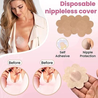 6596 Boob Tape with 10 Pairs Nipple Cover Cotton Wide Thin Breast Tape - Women's & Girl's Breast Lift Booby Tape - Push Up & Lifting Tape - Suitable for All Breast Types - Breast Lift Bra Tape - Bob Tape for Natural Breast Lift (1 Pc 5 Meters) - Image 7