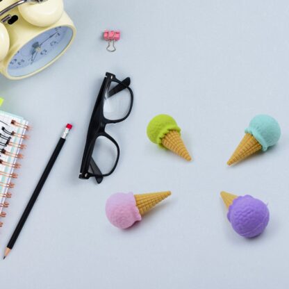 Cone /Donut/ Lolipop/ Ice cream /Eraser for Girls & Boys /Eraser for School B'Day Return Gift Party Doughnut Lollipop Ice Cream Theme Shape Erasers Pencils Set for Kids Educational Stationary kit, School Supplies (1 Set 4 Pc) - Image 7