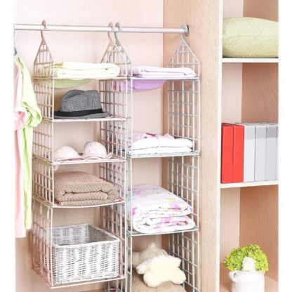 4526 MULTIPURPOSE 5 LAYER FOLDING CLOTHES STORAGE RACKS||CLOSET FOR STUDENTS WARDROBE SHELVES SOCKS, SCARF, T-SHIRT, ETC||HANGING ORGANIZER STORAGE HOLDERS & RACKS - Image 5