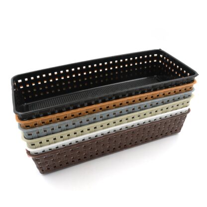 8787 Plastic Multipurpose Desk Organizer Tray Office Drawer Dividers Storage Bins for Kitchen, Bathroom, Office, Makeup, Bedroom Dresser, Craft Basket Rack Multicolour (6 Pcs Set) - Image 4