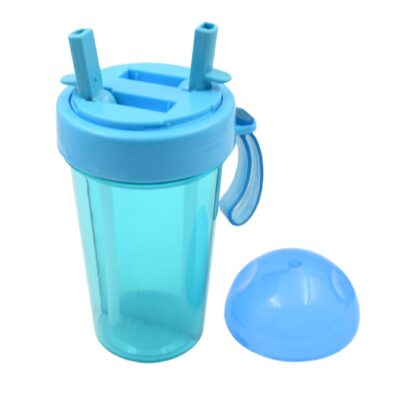 2 Drinks in 1 Cup Water Bottle, Stable Sturdy Dual Use Bottle 2 Straws for Shopping Travel for Outdoor Activities (1 Pc) - Image 4