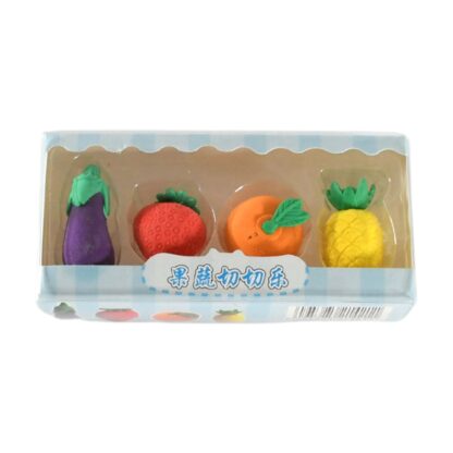 8760 Mini Cute Vegetables and Fruits Erasers or Pencil Rubbers for Kids, 1 Set Fancy & Stylish Colorful Erasers for Children, Eraser Set for Return Gift, Birthday Party, School Prize, 3D Erasers  (4 pc Set) - Image 4