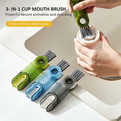 12687 3in1 Multifunctional Cleaning Brush, Bottle Cleaning Brush, Cup Cleaner Brush, for Bottle Cup Cover Lid Home Kitchen Cleaning Tool (1 Pc) - Image 6