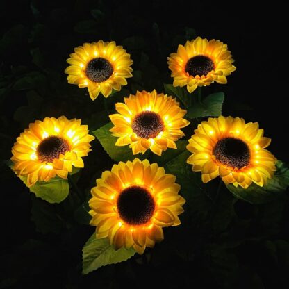 2 Pc Outdoor Solar Sunflower Lights Intelligent Light Control Waterproof Garden Landscape Stake Light - Image 5