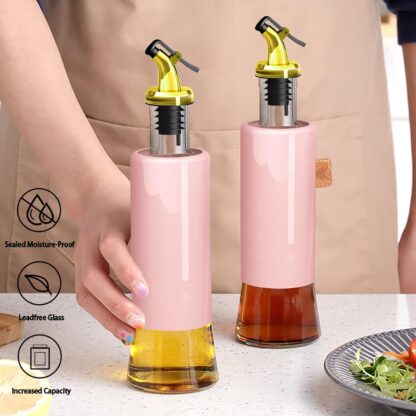 300 ML Olive Oil Dispenser Bottle Leakproof Condiment Glass Container Non- Drip Spout Soy Sauce Vinegar Cruet Bottle for Kitchen Cooking BBQ Fry for Kicthen Home (300 ML) - Image 6