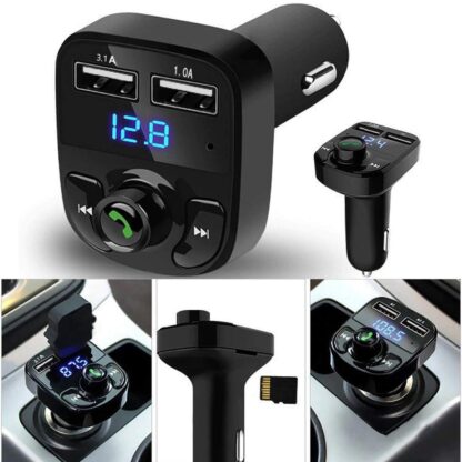 8533 CAR-X8 Bluetooth FM Transmitter Kit for Hands-Free Call Receiver / Music Player / Call Receiver / Fast Mobile Charger Ports for All Smartphones with 3.1A Quick Charge Dual USB Car Charger - Image 3