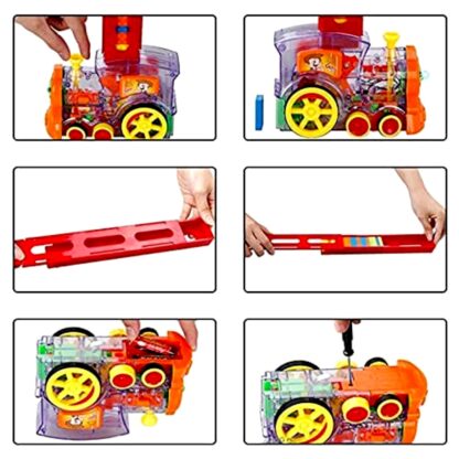 Play Game Transparent Funny Train Engine with Blocks Set 60 Blocks Toy with Music and Lights Automatic Blocks Toy Train Set for Kids ( Batteries not included) - Image 4