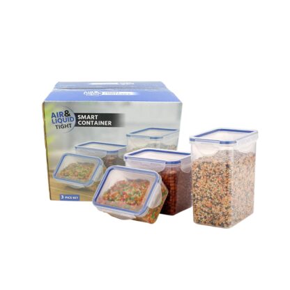 5800 Classics Rectangular Plastic Airtight Food Storage Containers with Leak Proof Locking Lid Storage container set of 3 Pc( Approx Capacity 500ml,1000ml,1500ml, Transparent) - Image 4