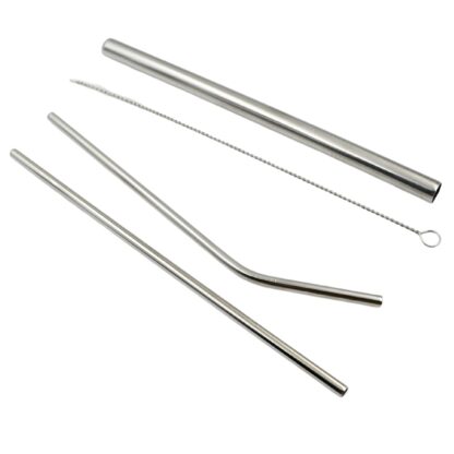 0600 Reusable Stainless Steel Straws with Travel Case Cleaning Brush Eco Friendly Extra Long Metal Straws Drinking Set of 4 (2 Straight straws, 1 Bent straws, 1 Brush) - Image 4