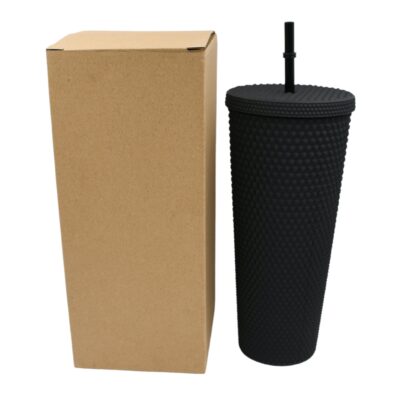 0304 Cup with Straw Reusable Matte Studded Tumbler with Leak Proof Lid Water Cup Travel Mug Coffee Ice Water Bottle Double Walled Insulated Tumbler BPA Free (1 Pc / Mix Color) - Image 4