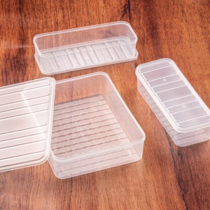 5637 Plastic Food Storage Container for Fridge, fridge storage boxes with Lid Stackable Fridge Storage Containers freeze organizer items and storage, vegetable storage box for fridge, (3 Pcs set) - Image 7