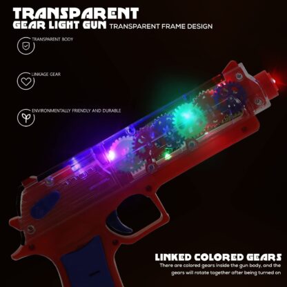 Plastic Gear Simulation Toy Gun for Kids, Pretend Play Gun Toys with 3D Flashing Lights and Exciting Music, Electric Laser Toy Guns with Rotating Gear Mechanism, Toy for Birthday Gift for Kids 3+ Years (Pack of 1) - Image 7