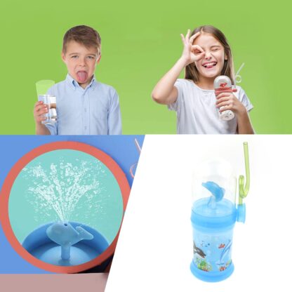 8419 Baby Drinking Cup with Straw and Lid Water Whale Spray Fountain Sippy Cup Bottles Childrens Pot, Toddler Tumbler Mug Spill Proof,Birthday Party Gift Drinking Cup (1 Pc) - Image 3