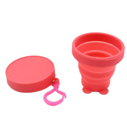 8736 Reusable Folding Silicone Tumbler / Glass / Cup, Folding Cups with Reusable Lid, Silicone Folding Cup with Clip Hook Folding Travel Cup Bag for Travel, Camping, Sports (1 Pc) - Image 4