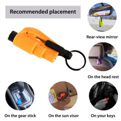 8761  2 in 1 Emergency Safety Cutter with Key Chain, Small Portable Handy Emergency Safely Glass Breaking & Seat Belt Cutting Keychain Tool - Image 4