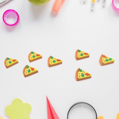 4347 3D Pizza Slices Kids Favourite Food Eraser, Pizza 7 slice eraser for kids Adults fast food lover Stationary Kit Fancy & Stylish Colorful Erasers, for Return Gift, Birthday Party, School Prize - Image 5