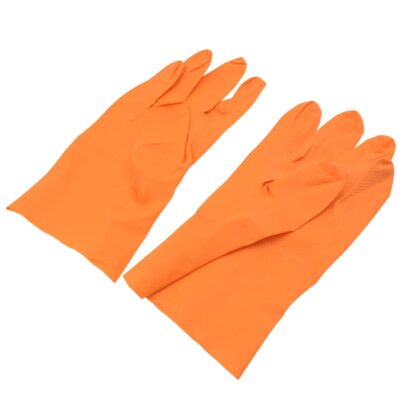 Multipurpose Rubber Reusable Cleaning Gloves, Reusable Rubber Hand Gloves I Latex Safety Gloves I for Washing I Cleaning Kitchen I Gardening I Sanitation I Wet and Dry Use Orange Gloves (1 Pair 40 Gm) - Image 4