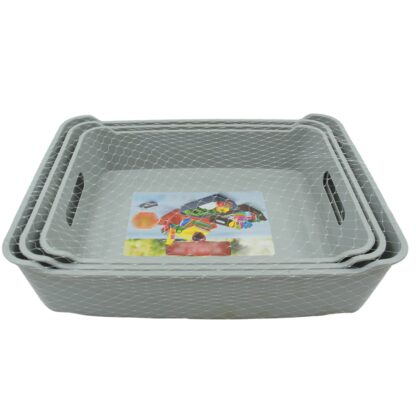 3645 Multipurpose Organising & Storage Plastic Tray,  Fruit & Vegetable/ Multi Purpose Tray, Organizer for Kitchen, Countertop, Cabinet, Bathroom Plastic Storage Basket For Store Fruits, Vegetables, Magazines, Cosmetics, Stationary Set of 3 - Image 7