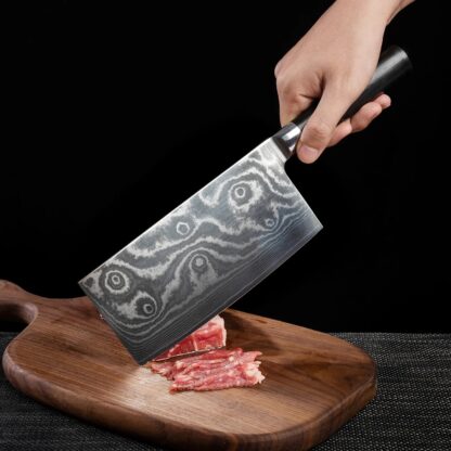 5735 Stainless Steel Chef Damascus Cleaver Vegetable Knife with Plastic Handle & Cover, Multipurpose Use for Kitchen or Restaurant (12 Inch) - Image 4