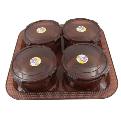 Elegance Tray, Plastic Airtight 4 Pieces Storage Container and 1 Piece Serving Tray with Lids - Image 4