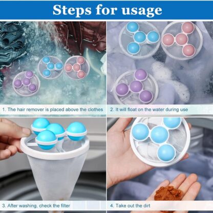 12604 Laundry Ball Floating Pet Fur Lint Hair Catcher Household Reusable Washing Machine Floating Lint Mesh Bag Hair Filter Net Pouch Washing Lint Hair Remover Net, Mesh Bag Dryer (1 Pc) - Image 4