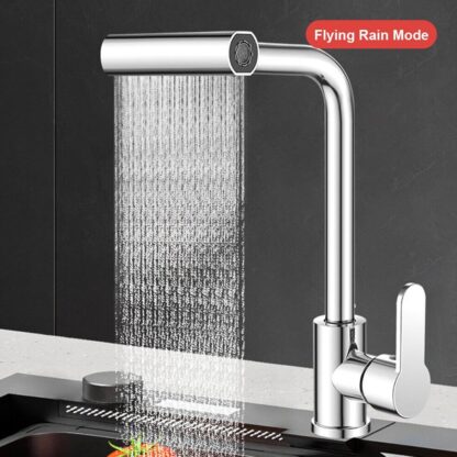 7575 Multifunction Shower Waterfall Kitchen Faucet, 360° Rotation Waterfall Kitchen Faucet, Touch Kitchen Faucet, Faucet Extender for Kitchen Sink, Swivel Waterfall Kitchen Faucet for Washing Vegetable Fruit (4 In 1 ) - Image 8