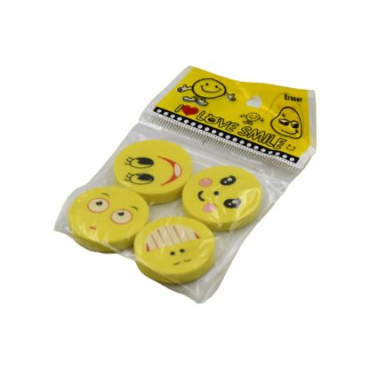 4564 Cute Smile Emoji Erasers, Cute Smile Face Rubber Eraser Dentist Dental Clinic School Kid for School Going Kids/Birthday Party Return Gift Set (4pc Set) - Image 5