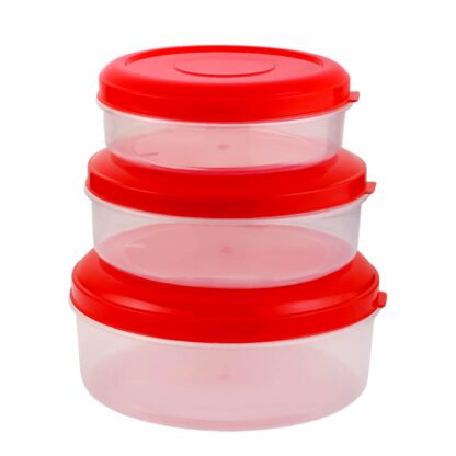 2062 Heavy Plastic Material Stackable & Reusable Classic Round Plastic Big Storage Container Box For Kitchen & Home Organization (PACK OF 3) - Image 3