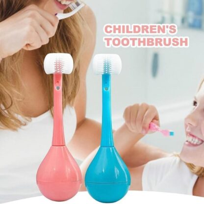 7327 Toothbrush - Soft Bristle Toothbrush - 3-Sided Training Toothbrush With Silicone Head, Inverted Cleaning Toothbrush for Aged 2-12, Children's Cleaning (1 Pc) - Image 5