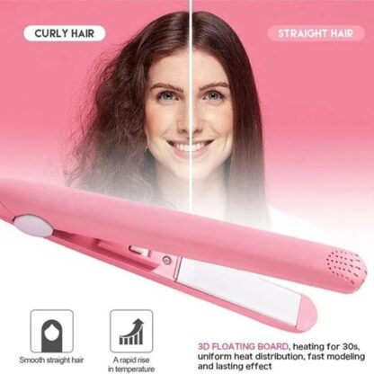 Beauty and Personal Care Professional Ceramic Plate Mini Hair Styler Straightener and Curler - Image 4