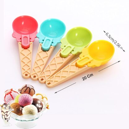 Ice Cream Spoons 2pcs Plastic Water Melon Scoopers with Trigger Dipper and Adults for Summer Party Ice Cream Scoop, Food Serving Spoon Kitchen Tools Ice Cream Digging Spoon Household Spoons Cupcake Spoons Aps Fruit Ball Player (2 Pc) - Image 7