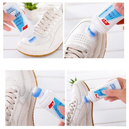 17734 White Shoe Brightener with Removal of Dirt and Whitening Function White Shoes Cleaner with Brush Head for Dirty Shoe Polish Natural Waxes (75 ML) - Image 5