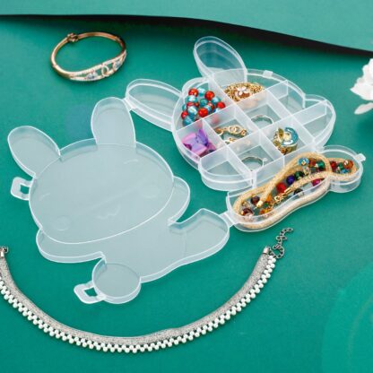 6557 Transparent Cartoon Bear Clear Plastic Storage Box Jewelry Box Jewelry Organizer Holder Cabinets For Small objects (1 Pc Mix Color) - Image 6