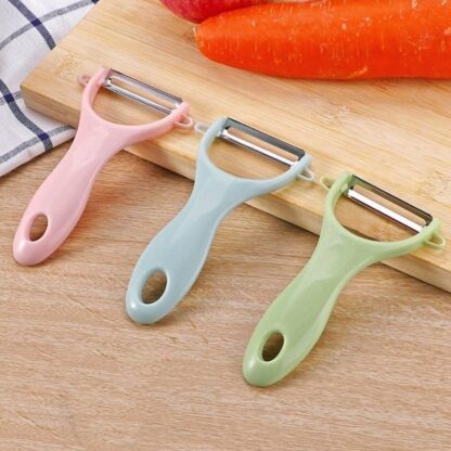 5207 Plastic Kitchen Peeler - Green & Classic Stainless Steel 3-Piece Knife Set Combo - Image 3