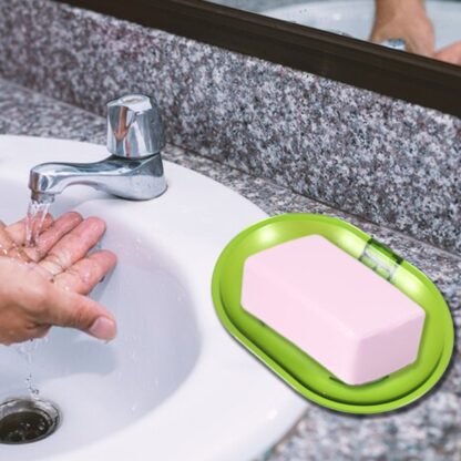 17515 Plastic Soap Dish Holder for Bathroom Shower Wall Mounted Self Adhesive Soap Holder Saver Tray-Plastic Sponge Holder for Kitchen Storage Rack Soap Box, Bathroom - Image 6