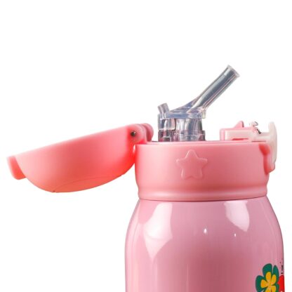 Love Baby Cute Animals Prints Kids Bottle Sipper for HOT N Cold Water, Milk, Juice with Bottle Cover, Cup, Zip Pocket & Straw to Keep Things Orange Green Pink Colors for Outdoor / Office / Gym / School (600 ML) - Image 7