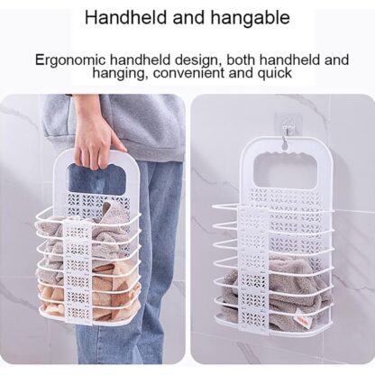 8145 Wall Hanging Laundry Basket Clothes Hanger Dirty Hamper Clothes Storage Hook Clothes Rails for Laundry Washing Machine Bathroom Kids Dirty Clothes Storage Hanger (1 Pc) - Image 8