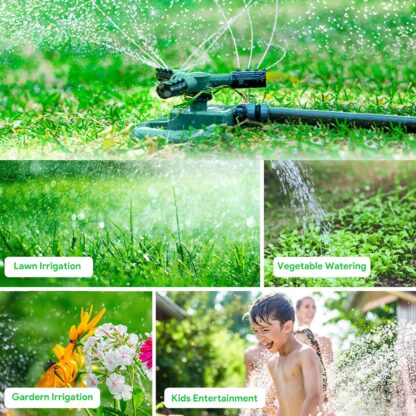 7482  360 Degree 3 Arm Sprinkler for Watering Garden and Lawn Irrigation Yard Water Sprayer - Image 6