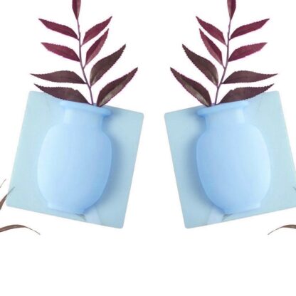 1187 WALL HANGING SILICONE FLOWER POT STICKER PLANT RACK FOR DECORATION (MULTICOLOUR) (2 Pc Set) - Image 7