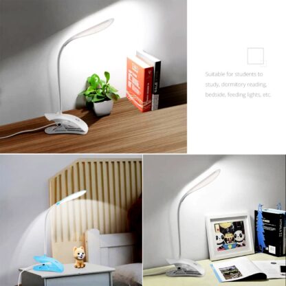 0271 Desk Lamp Adjustable Gooseneck USB Rechargeable 3 modes of Lighting, Reading Lamp for Dorm White, Study Desk lamp Suitable for Girls College Bedroom Reading - Image 5