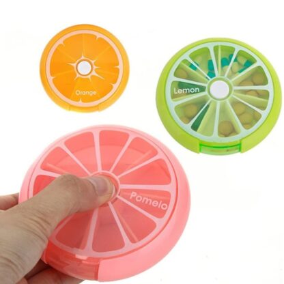 12609 Pill Box Medicine Dispenser 7-Day Week Weekly Whee Cute Portable fruit style 7 grid seal rotation Pill Organizer Medicine Box (1 Pc) - Image 6