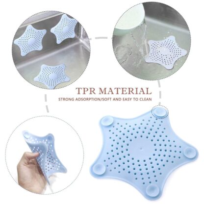 0830  Star Shape Suction Cup Kitchen Bathroom Sink Drain Strainer Hair Stopper Filter, Star Shaped Sink Filter Bathroom Hair Catcher, Drain Strainers Cover Trap Basin(Mix Color 1 Pc) - Image 8